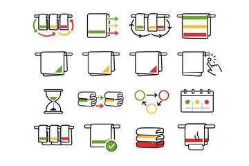 Vector minimalist mindful aid icon color signal edge rotation order tracking towel