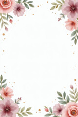 Obraz premium Watercolor wedding frame corner flowers on pure white background