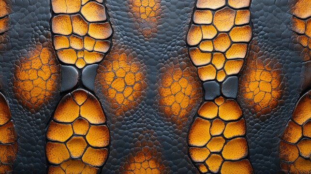 Seamless pattern of python skin, reptile snake print texture, yellow and brown scales spots background, wallpaper.