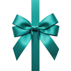 Elegant teal ribbon bow isolated on transparent background