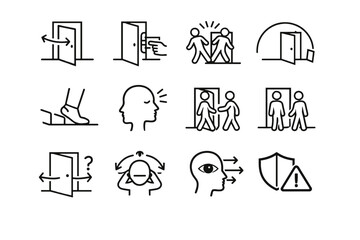 Check door focus step collision cue spatial doorway icon habit vector icons