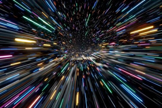 Interstellar Hyper Jump Through Glowing Universe Portal Loop