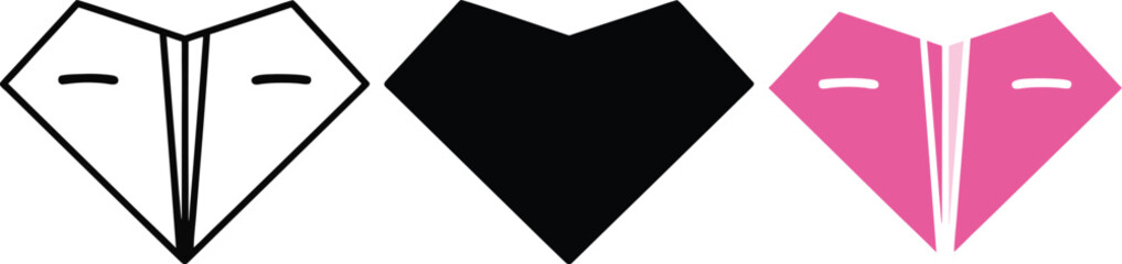 Stylized fox face in outline silhouette and color animal mask