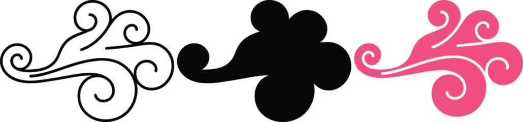 Swirling Wind Gusts Outline Silhouette and Pink breeze