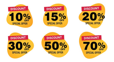 Obraz premium Set of yellow discount labels with red 