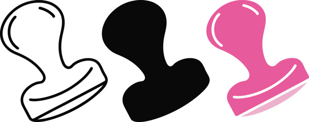 Three Abstract Shapes Outline Silhouette and Pink Color form symbol