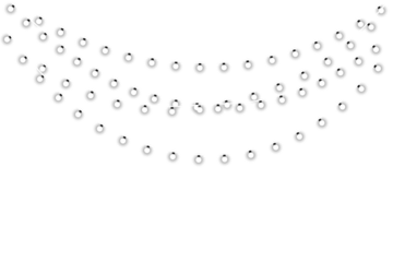 Glowing Christmas garland light with white illumination and gold accents. Glowing with sparkling LED lights. Perfect for festive holiday decoration, winter banners and decorative vector compositions.