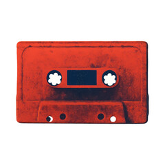 Obraz premium PNG Retro red cassette tape illustration.