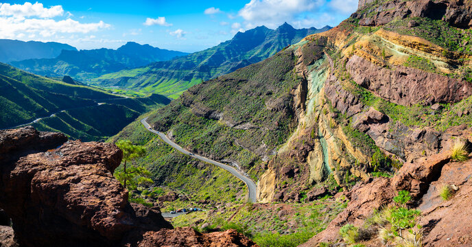 Los Azulejos de Veneguera Rainbow Rocks and Natural Pools, Gran Canaria, Canary Islands