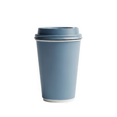Single blue disposable coffee cup with lid