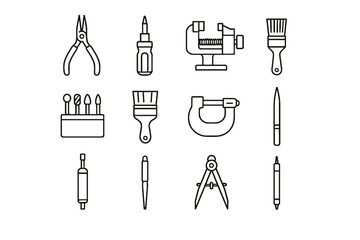 Scriber solder divider tool tiny small bit sucker vector pliers micrometer icon