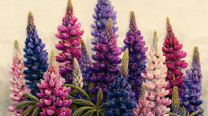 Colorful Textured Flower Arrangement on a Wall