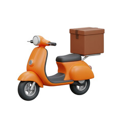 Bright orange scooter with delivery box attached