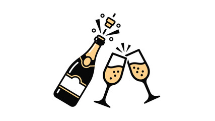 Obraz premium A celebratory scene champagne bottle pouring into two glasses toasting a special occasion