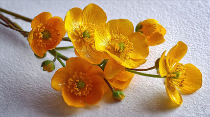 Close-Up of Bright Yellow Wildflowers with Dew