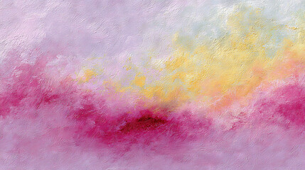 Abstract Brushstroke Painting with Soft Pink and Yellow Blends