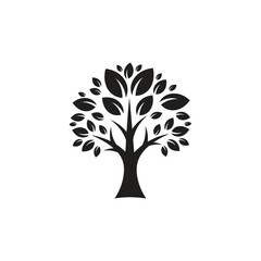 Fototapeta premium A stylized black silhouette of a tree with many leaves