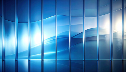 Symmetrical blue glass sheets for architectural design