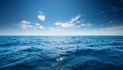 Fototapeta premium Tranquil Ocean Horizon For Anxiety Relief Wellness Calming Waves Representing Mental Health And Inner Peace Background Wallpaper Image Photo Calm Background