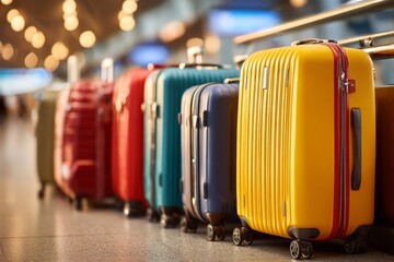 Challenges of Handling Luggage at Airport With Multiple Suitcases Arranged in a Line