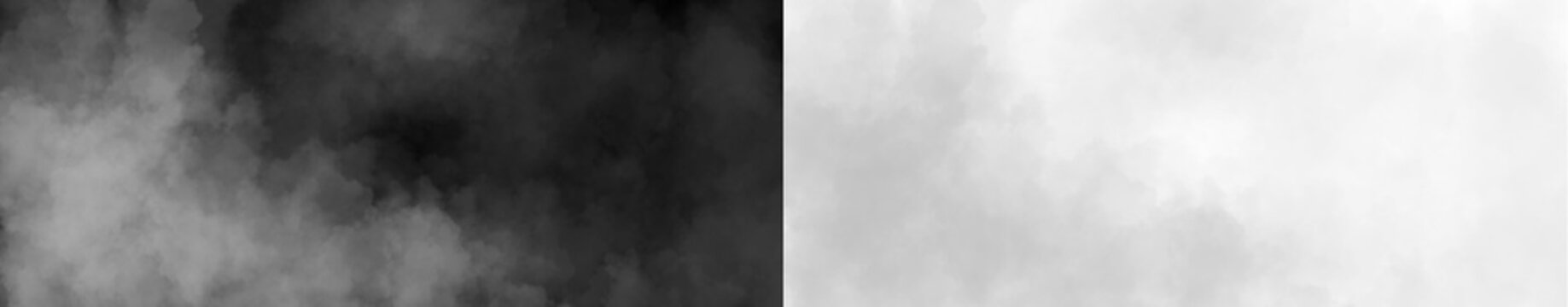 Soft smoke texture overlay with drifting mist and cloudy fog effect isolated on transparent and dark background