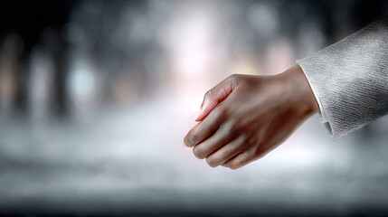 Person in Professional Attire Offering a Handshake