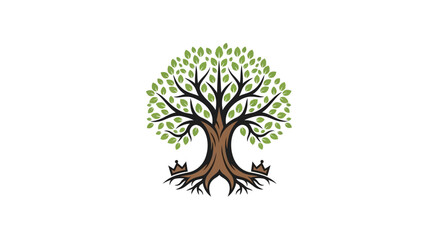 Obraz premium Stylized tree illustration with crown elements isolated on white background