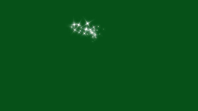 4k magic line dust, twinkling star glitter line animation, pixie dust path, fairy doodle stars, and a shimmering starlight trail on a green screen background, glitter stars isolated.