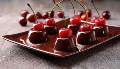 Chocolate Cherry Fresh Sweets Doces Chocolate Cereja Delicious Chocolate Sweets With Fresh Cherry Topping