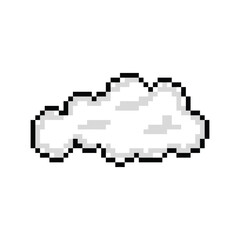 Pixel art white cloud graphic illustration