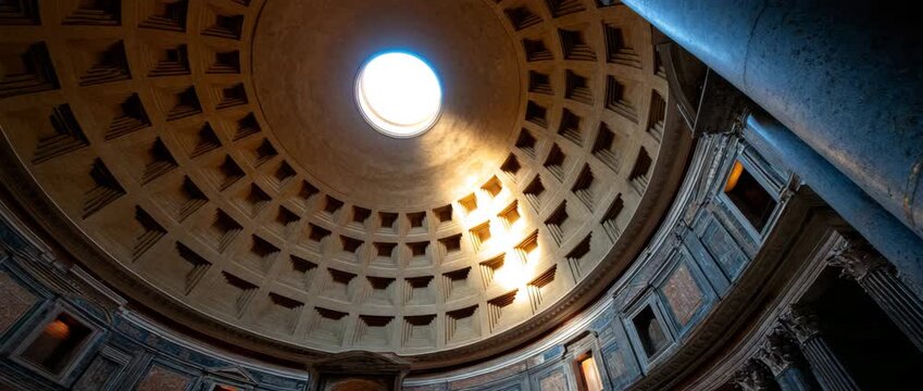 Stunning interior view of the Pantheon���s domed ce