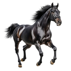 Obraz premium Black horse galloping in motion