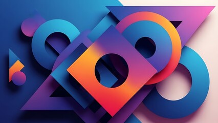 Modern abstract geometric design with overlapping shapes and vibrant gradient color scheme