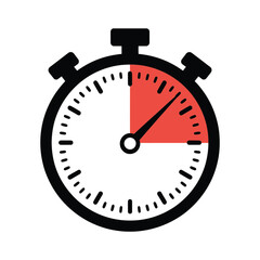 Red quarter progress on a black and white stopwatch timer