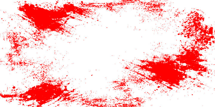 Red paint splashes and watercolor ink splatters create a grunge texture background with artistic blood drops and spray patterns on a vector wallpaper design for a festive red decoration backdrop
