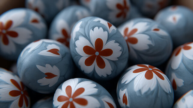 Hand painted easter eggs featuring delicate floral patterns