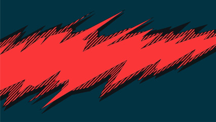 Vibrant red abstract illustration on dark blue background with energetic brushstrokes and bold digital artistry