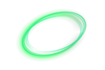 Green neon rotating ring PNG with flowing glowing lines and soft circular light ideal for dynamic motion visuals, abstract energy designs and futuristic compositions
