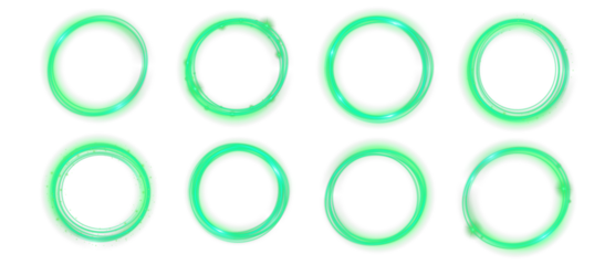 Neon green glowing circular portal PNG with bright radiant halo, smooth energy swirl and transparent background ideal for sci-fi interfaces, futuristic digital designs, abstract motion graphics and mo