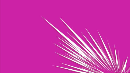 Dynamic white palm fronds illustration on magenta background viewed from a 45-degree angle