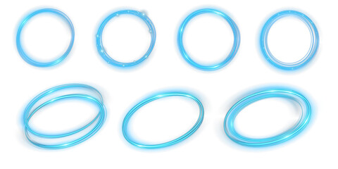 Blue overlapping glowing circles on a deep dark background with speed-motion blur and dynamic movement effect perfect for futuristic visuals, digital backgrounds and motion-themed vector compositions
