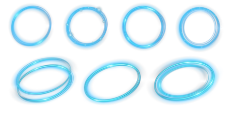 Blue overlapping glowing circles on a deep dark background with speed-motion blur and dynamic movement effect perfect for futuristic visuals, digital backgrounds and motion-themed vector compositions
