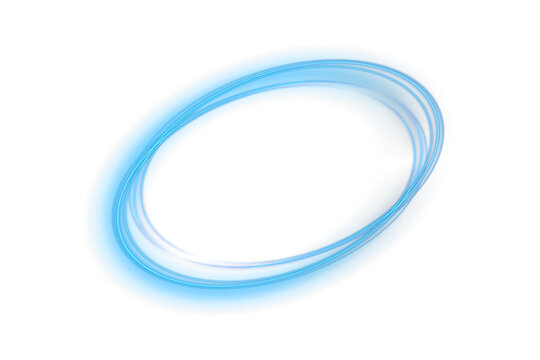 Neon blue energy swirl with layered circular strokes, glowing edges and smooth motion blur ideal for futuristic motion graphics, UI elements and abstract vector lighting designs
