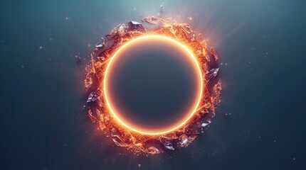 Naklejka premium solar eclipse with fiery ring and cosmic backdrop