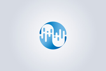 Clean digital wave logo ideal for software, fintech, and data-driven companies.