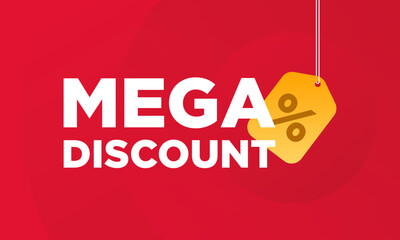 Mega Discount Sale Banner with Price Tag and Percent Icon