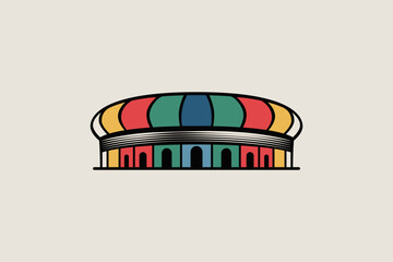 Vibrant stadium logo representing diversity, entertainment, and global sports events.