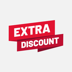 Extra Discount Sale Banner Red Ribbon