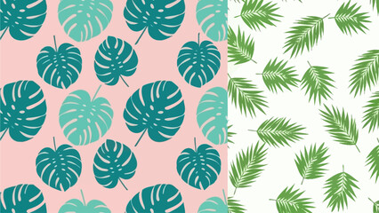 Fototapeta premium Tropical leaves pattern illustration showcasing steven's artistic style with varied foliage and contrasting colors