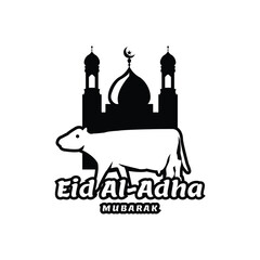 Eid al adha logo template in black concept